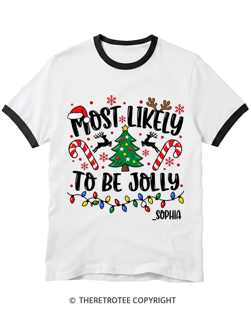 TheRetroTee Most Likely To Christmas Vintage Ringer T-Shirt