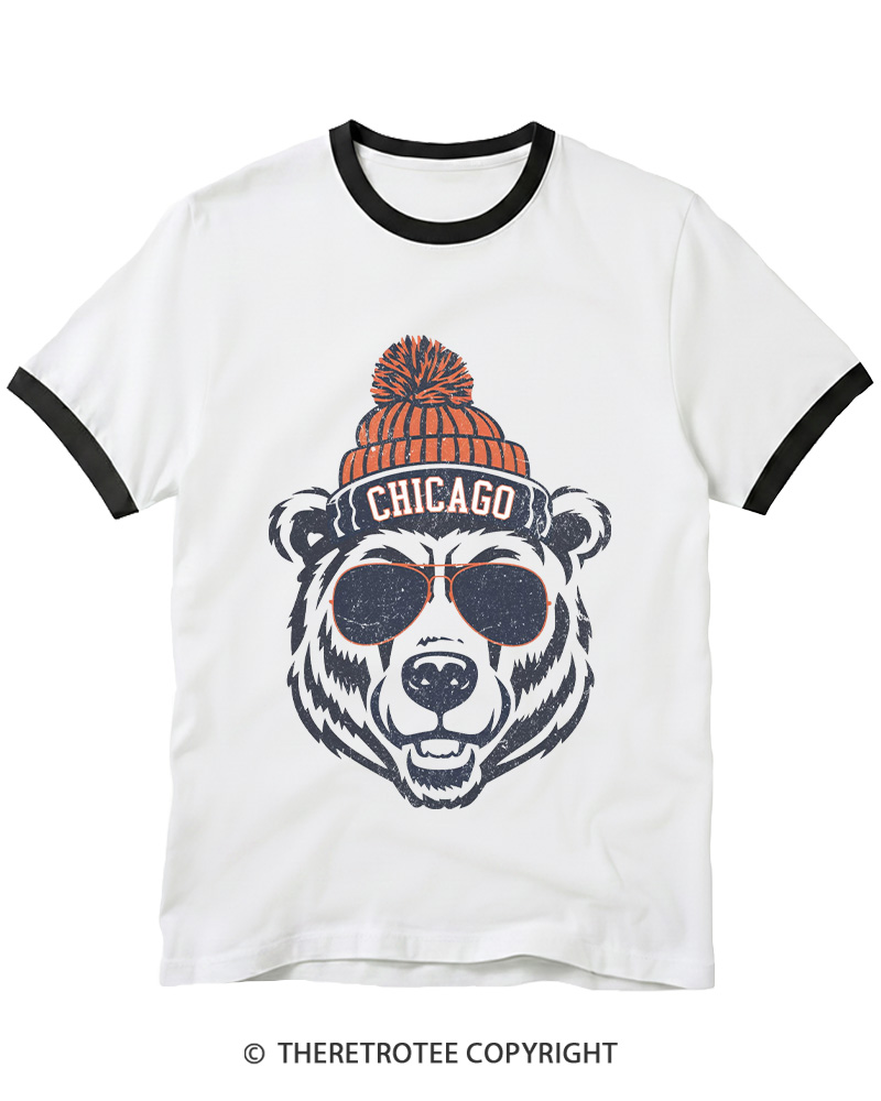 TheRetroTee Trendy Chicago Football Fan Ringer T-shirt