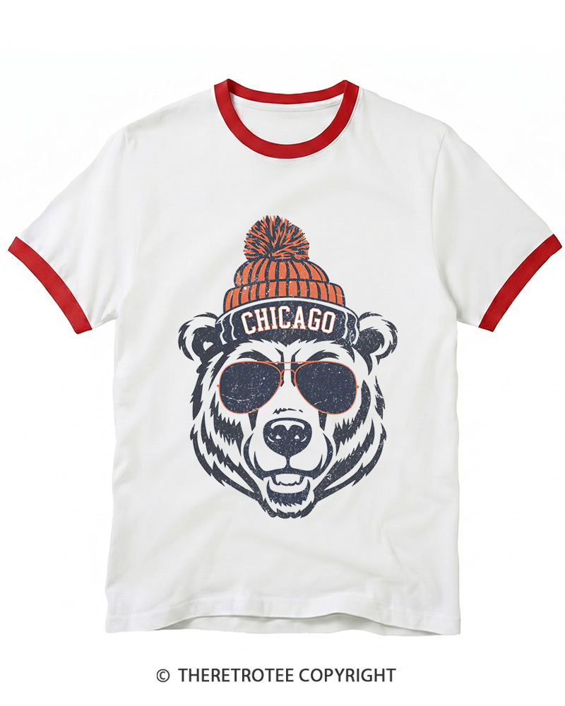 TheRetroTee Trendy Chicago Football Fan Ringer T-shirt