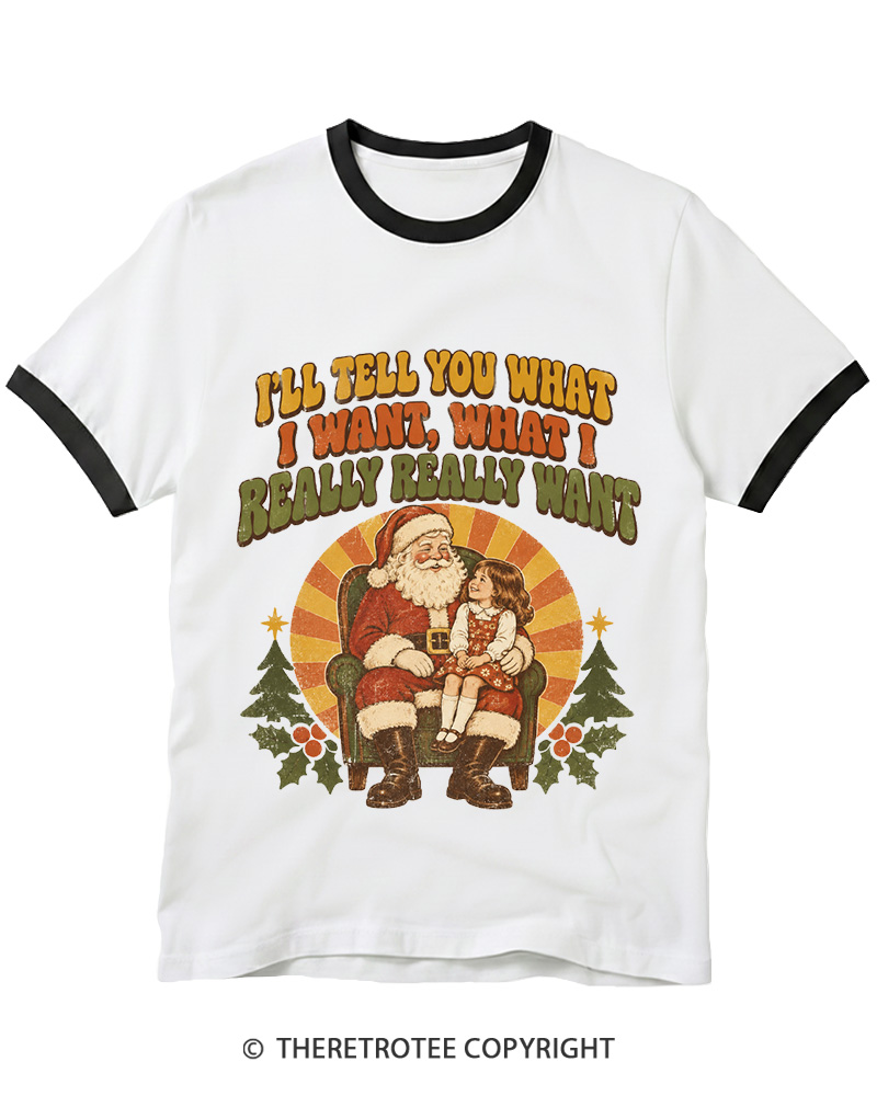 TheRetroTee Tell Me What You Want 1990s Ringer T-Shirt