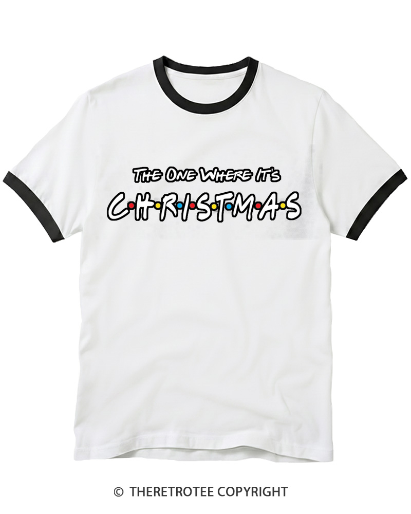 TheRetroTee The One Where It’s Christmas 1990s Ringer T-Shirt