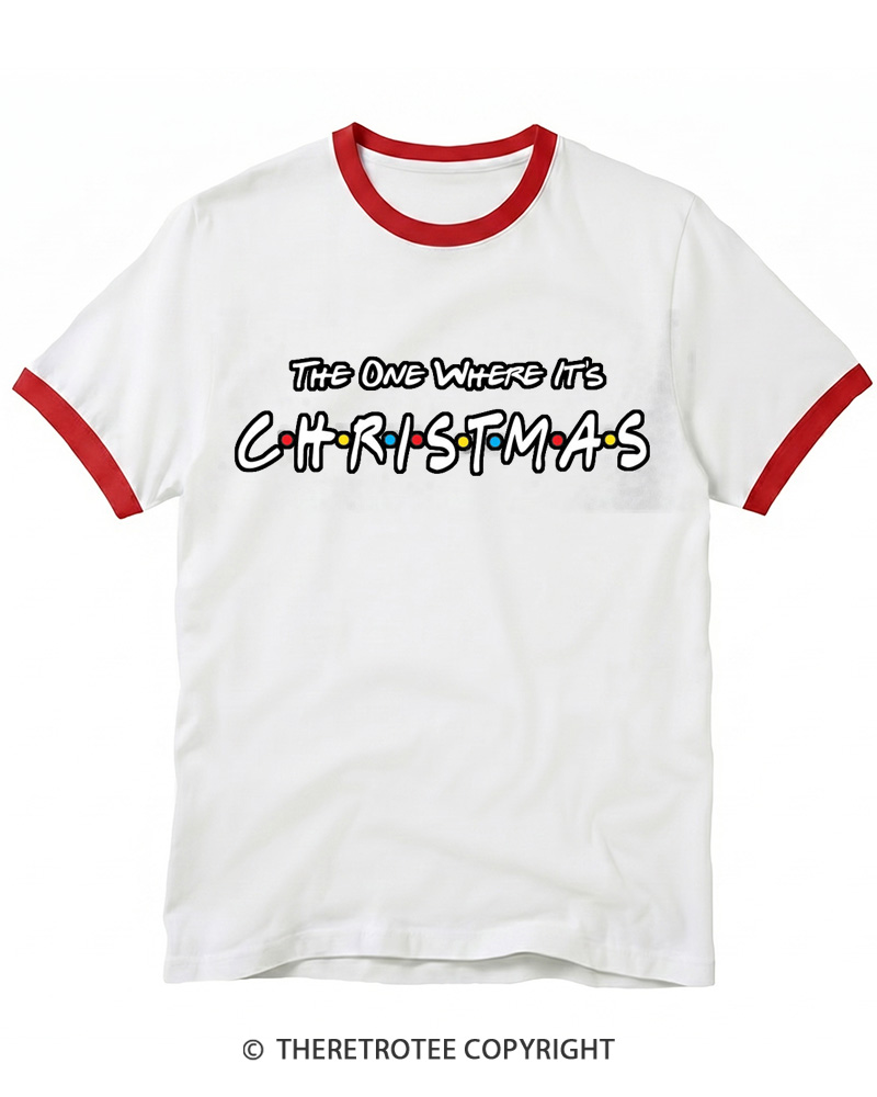 TheRetroTee The One Where It’s Christmas 1990s Ringer T-Shirt