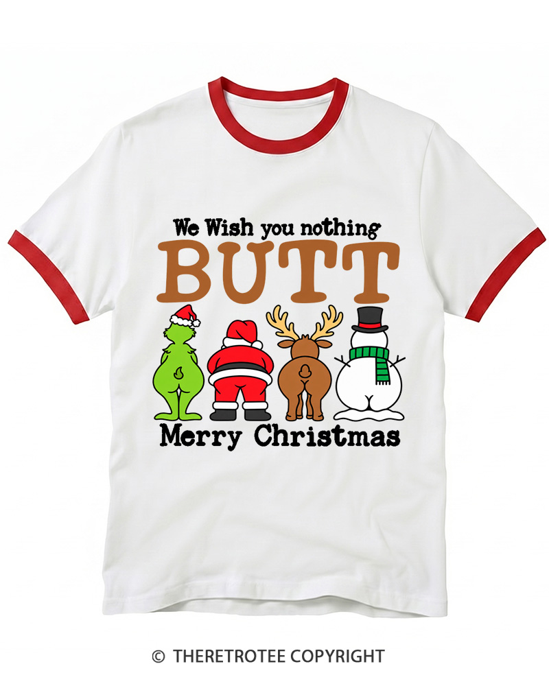 TheRetroTee We Wish You a Merry Christmas 1950s Ringer T-Shirt
