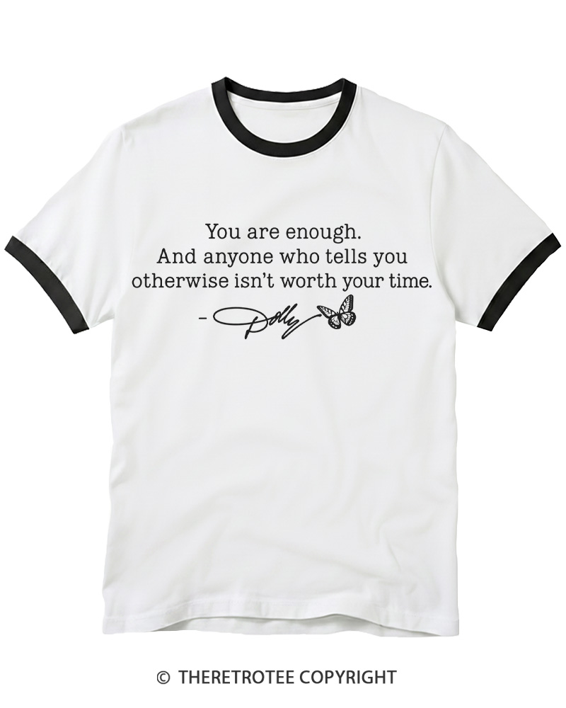 TheRetroTee You Are Enough 1970s Ringer T-Shirt