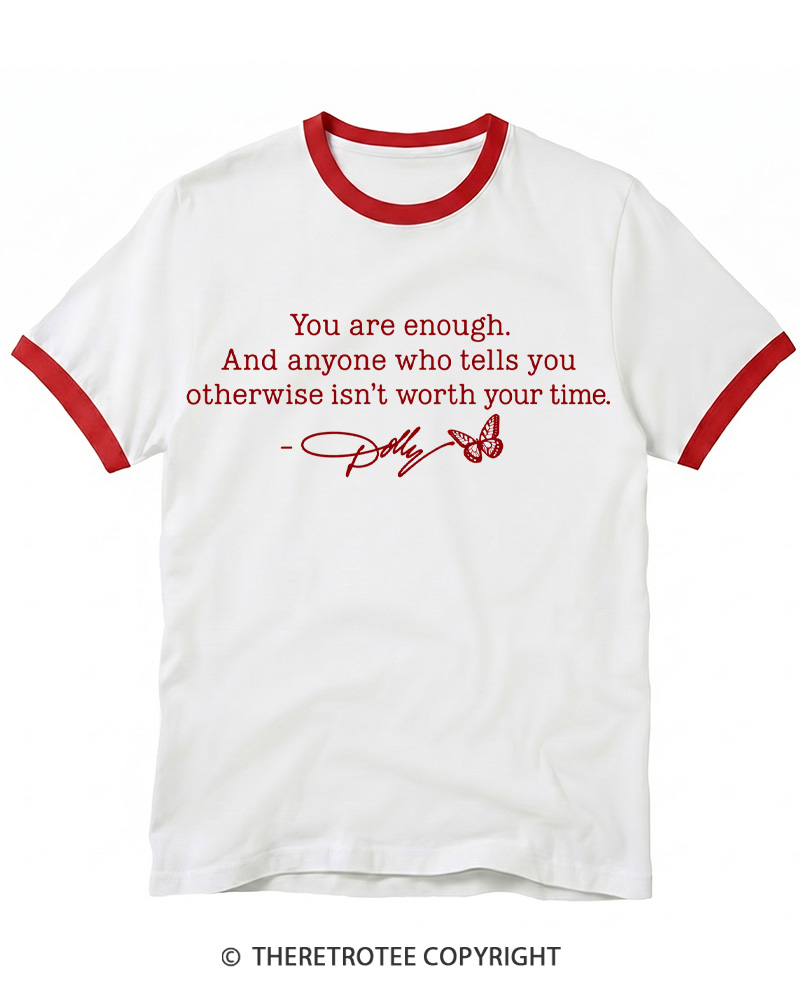 TheRetroTee You Are Enough 1970s Ringer T-Shirt