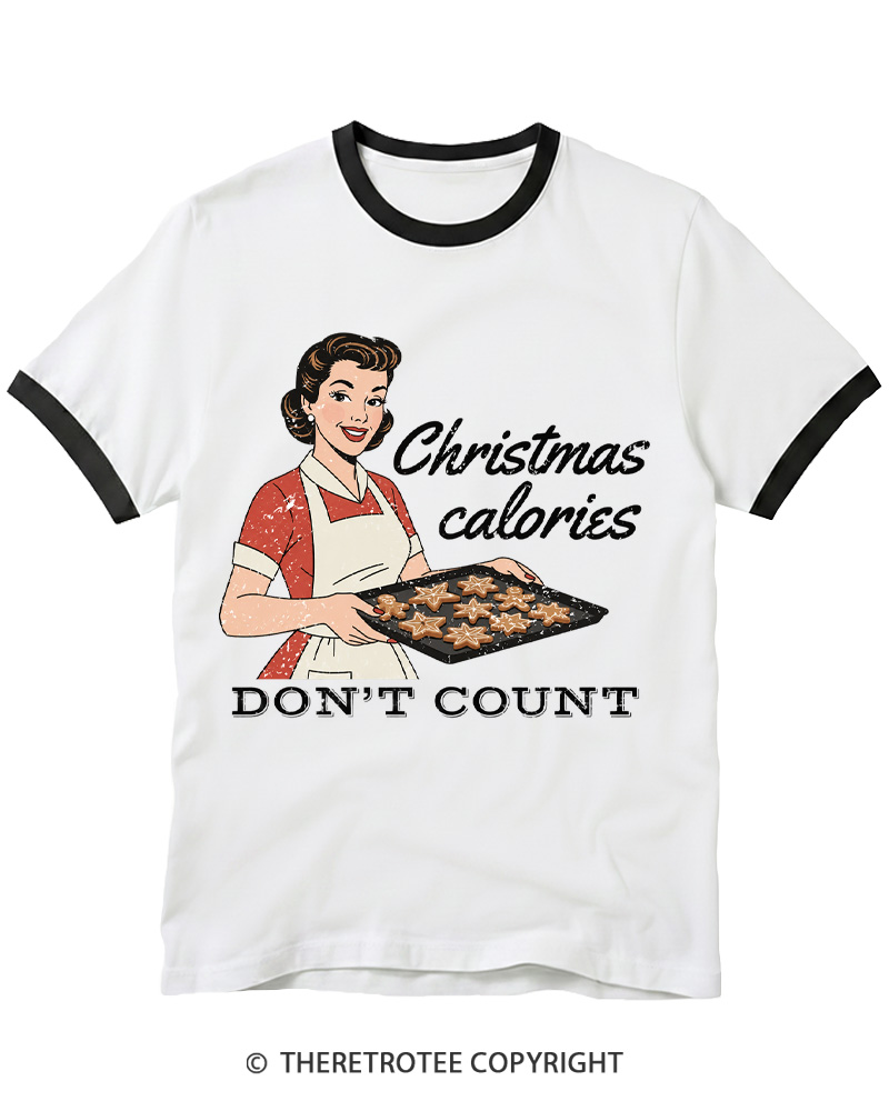 TheRetroTee Christmas Cookie Baking 1950s Ringer T-Shirt
