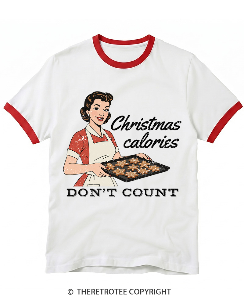 TheRetroTee Christmas Cookie Baking 1950s Ringer T-Shirt
