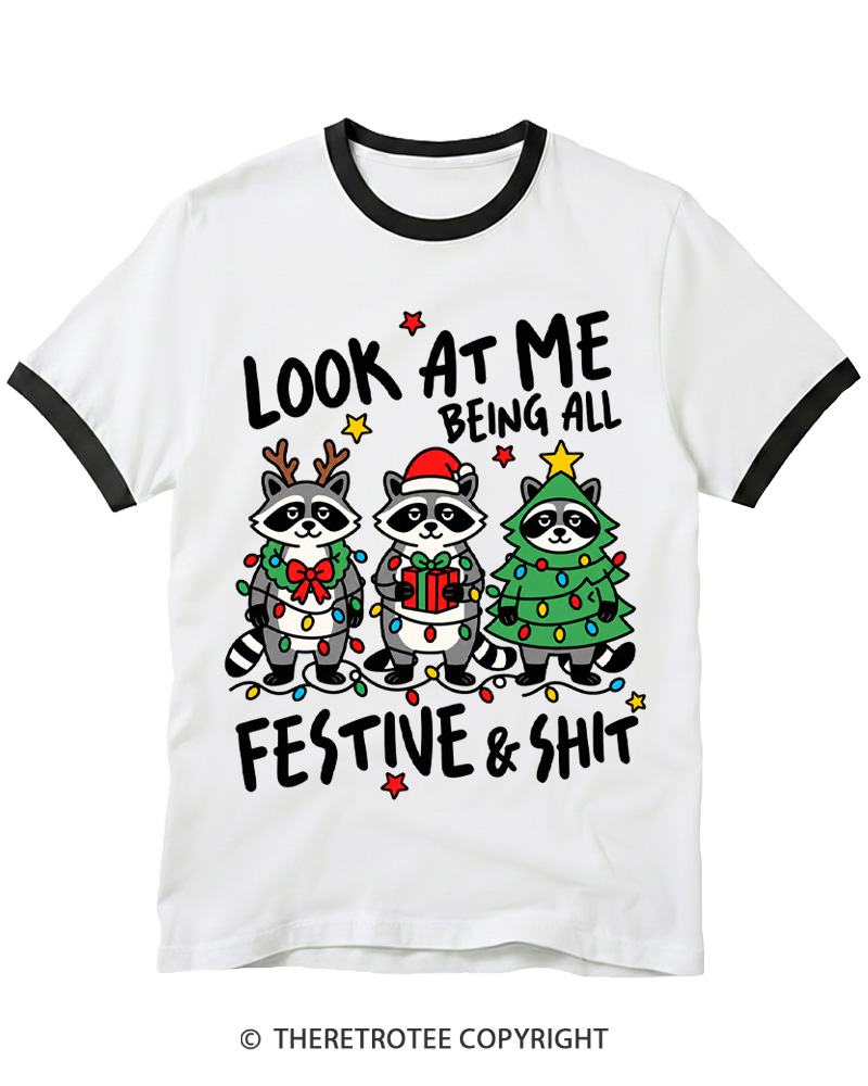 TheRetroTee Look At Me Being All Festive Vintage Ringer T-Shirt
