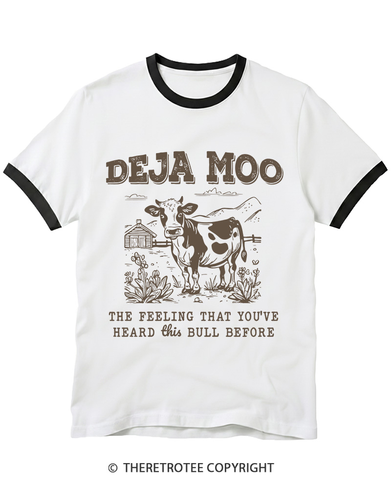 TheRetroTee Deja Moo 2000s Ringer T-shirt