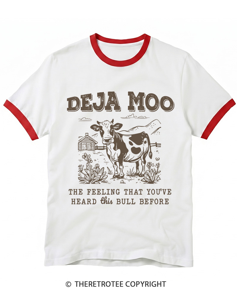 TheRetroTee Deja Moo 2000s Ringer T-shirt