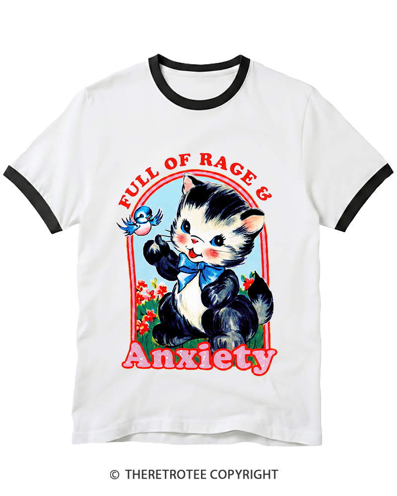 TheRetroTee Rage & Anxiety Humor 1970s Ringer T-shirt