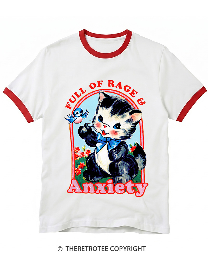 TheRetroTee Rage & Anxiety Humor 1970s Ringer T-shirt