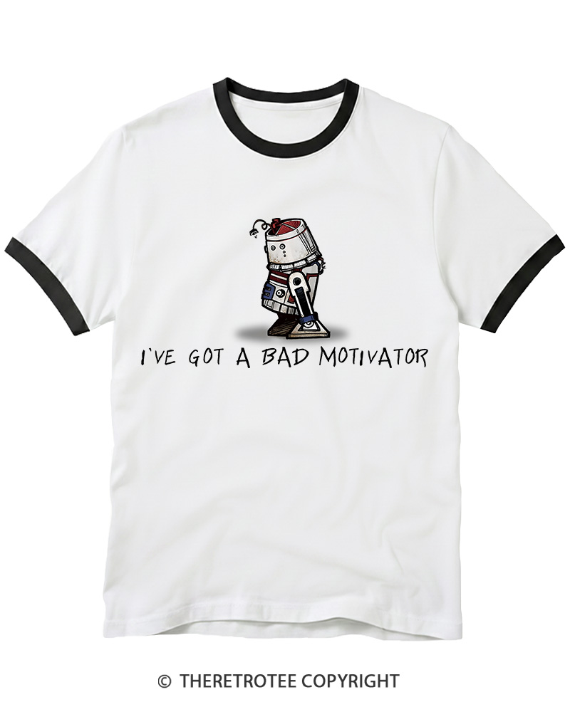 TheRetroTee I've Got a Bad Motivator 1970s Ringer T-shirt