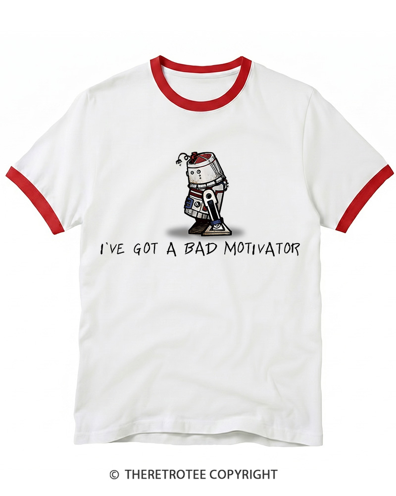 TheRetroTee I've Got a Bad Motivator 1970s Ringer T-shirt