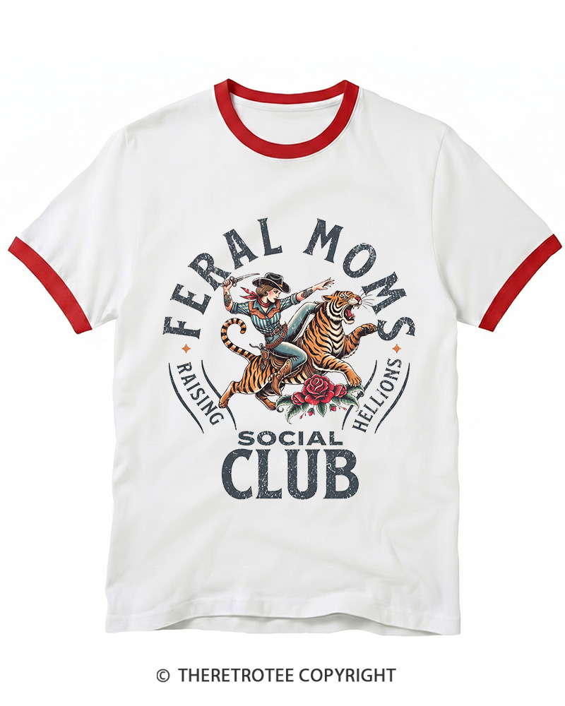 TheRetroTee Feral Moms Social Club 1950s Ringer T-shirt