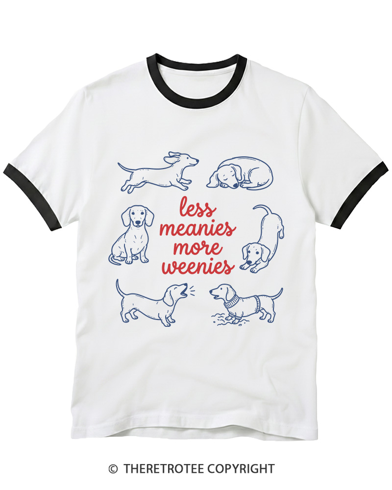 TheRetroTee Less Meanies More Weenies 1980s Ringer T-shirt