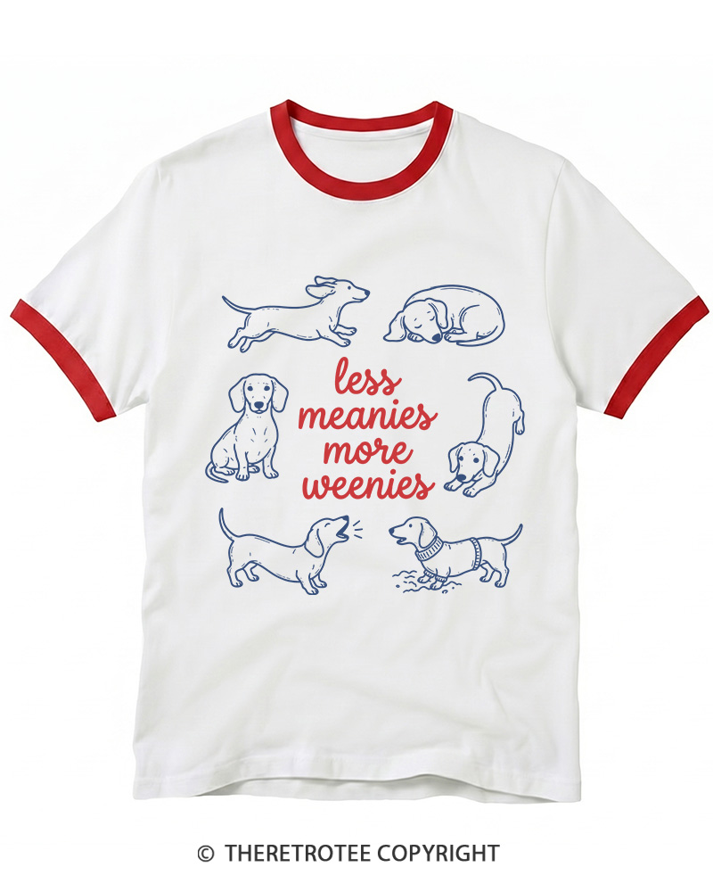 TheRetroTee Less Meanies More Weenies 1980s Ringer T-shirt