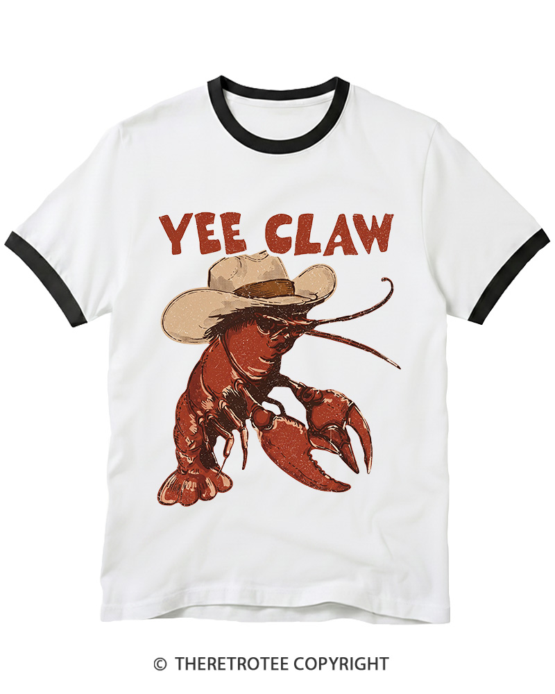 TheRetroTee Trendy Yee Claw 1980s Ringer T-shirt