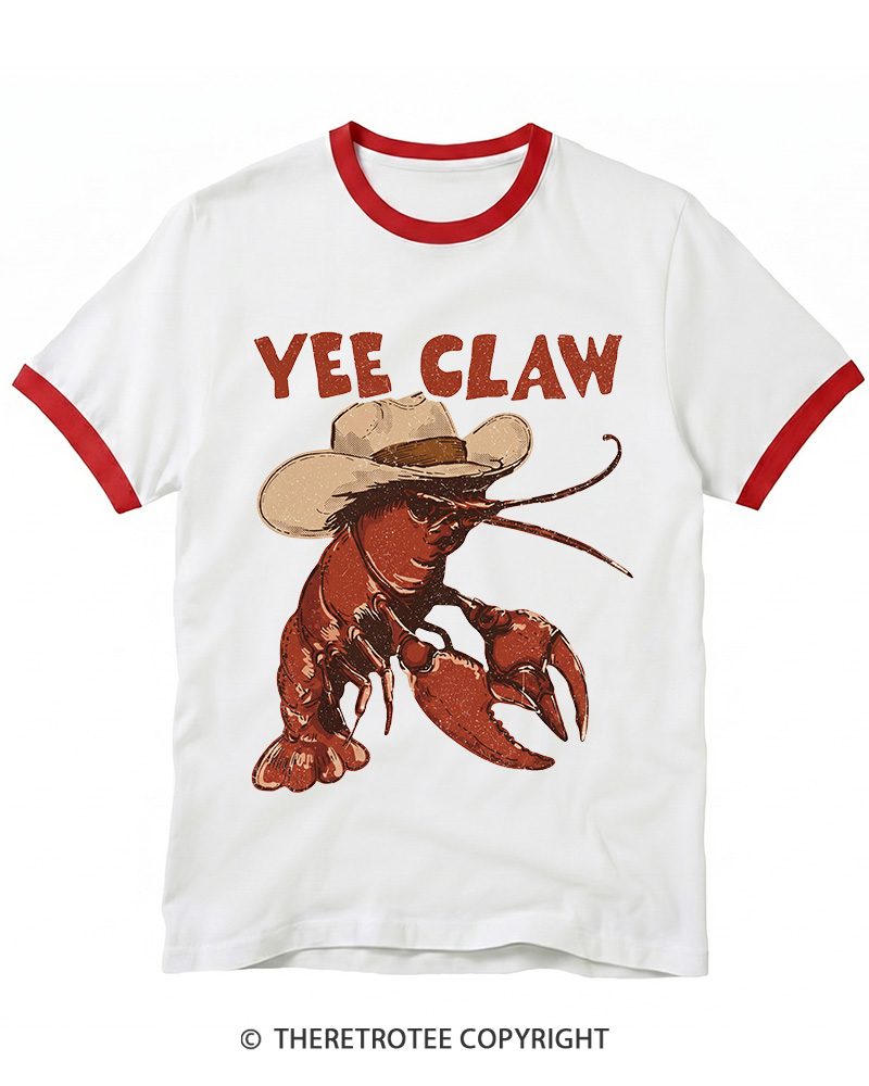 TheRetroTee Trendy Yee Claw 1980s Ringer T-shirt