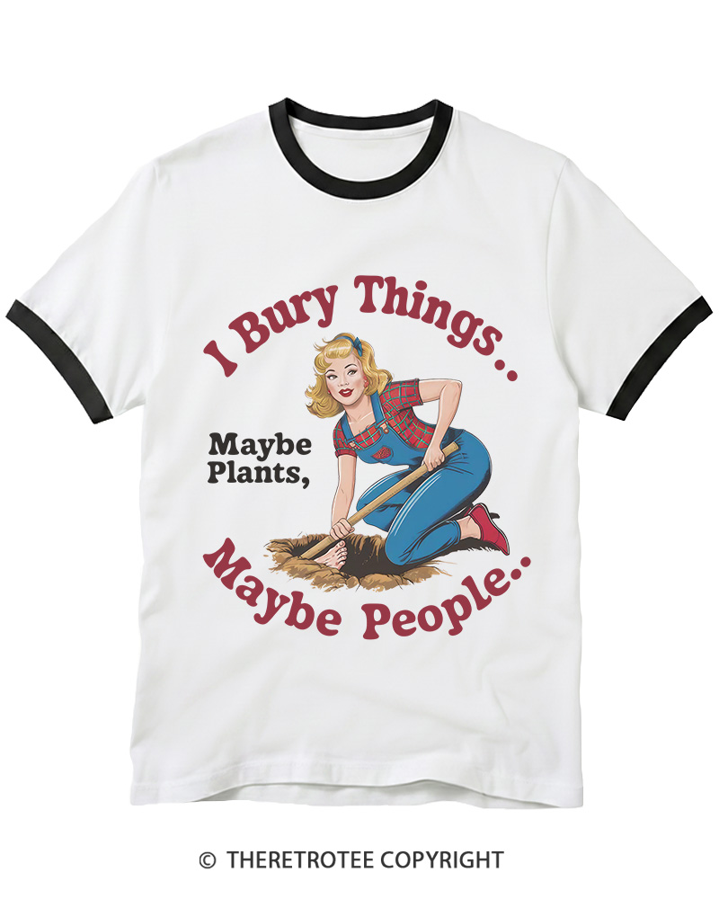 TheRetroTee I Bury Things 1970s Ringer T-shirt