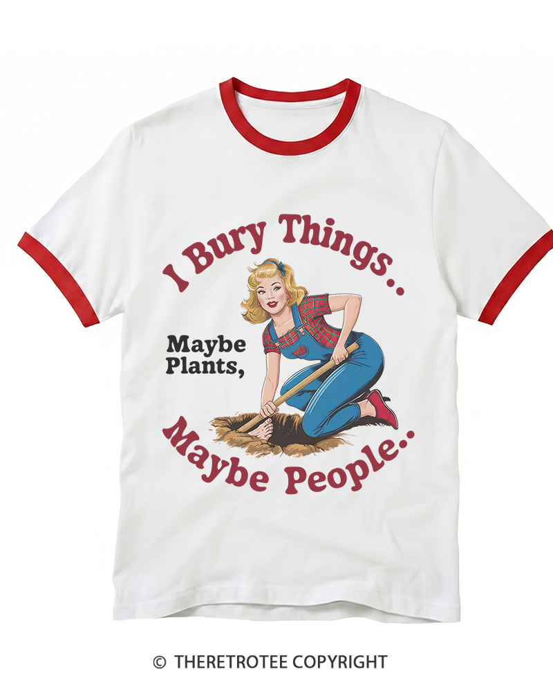 TheRetroTee I Bury Things 1970s Ringer T-shirt