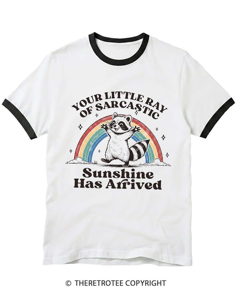 TheRetroTee Little Ray of Sarcastic Sunshine Ringer T-shirt