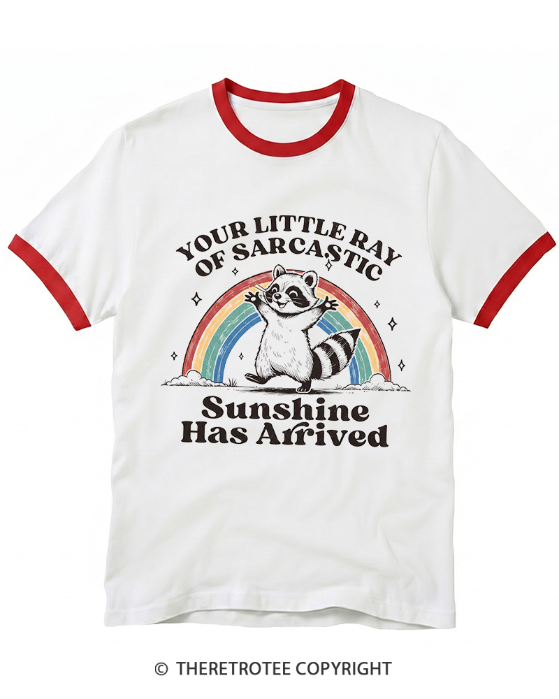 TheRetroTee Little Ray of Sarcastic Sunshine Ringer T-shirt