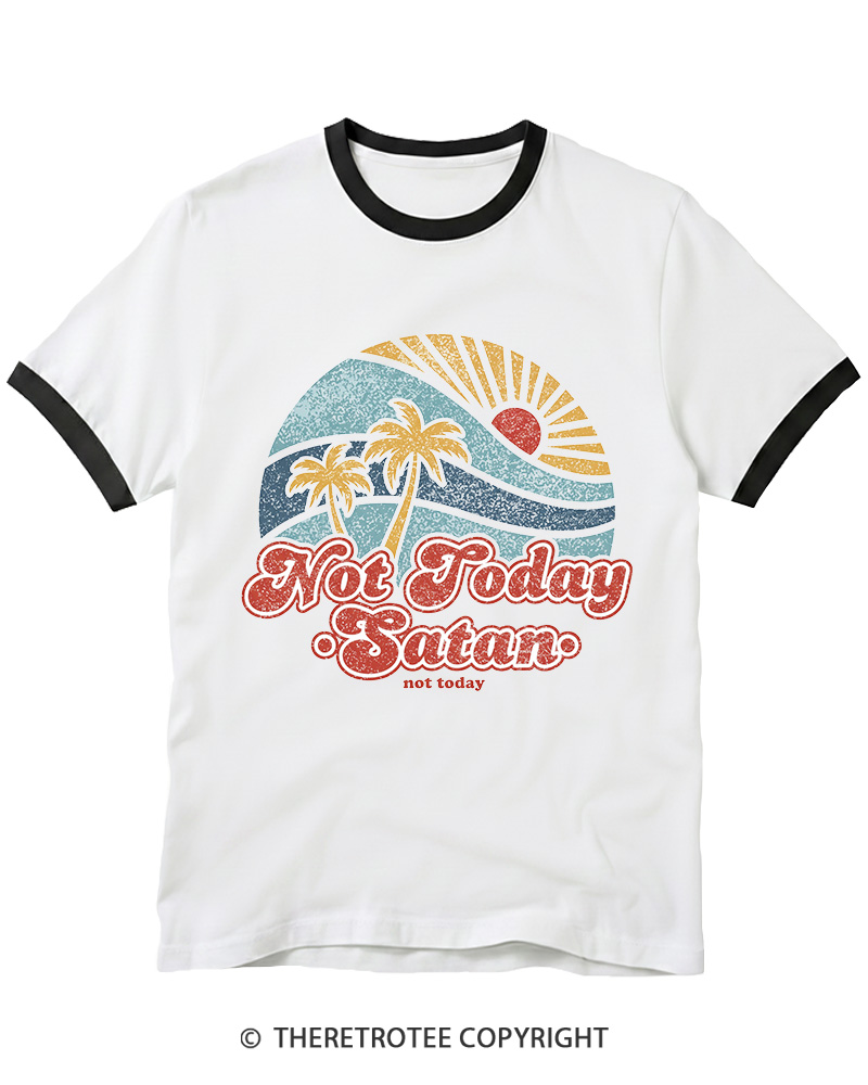TheRetroTee Not Today Satan Ringer T-shirt