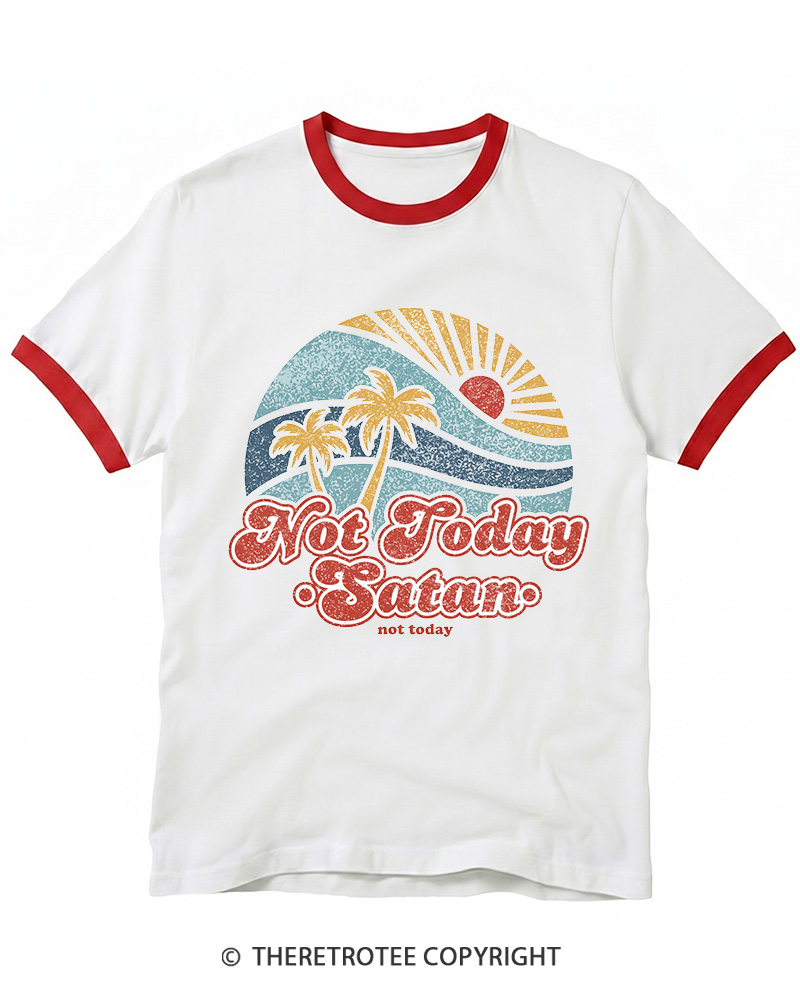 TheRetroTee Not Today Satan Ringer T-shirt