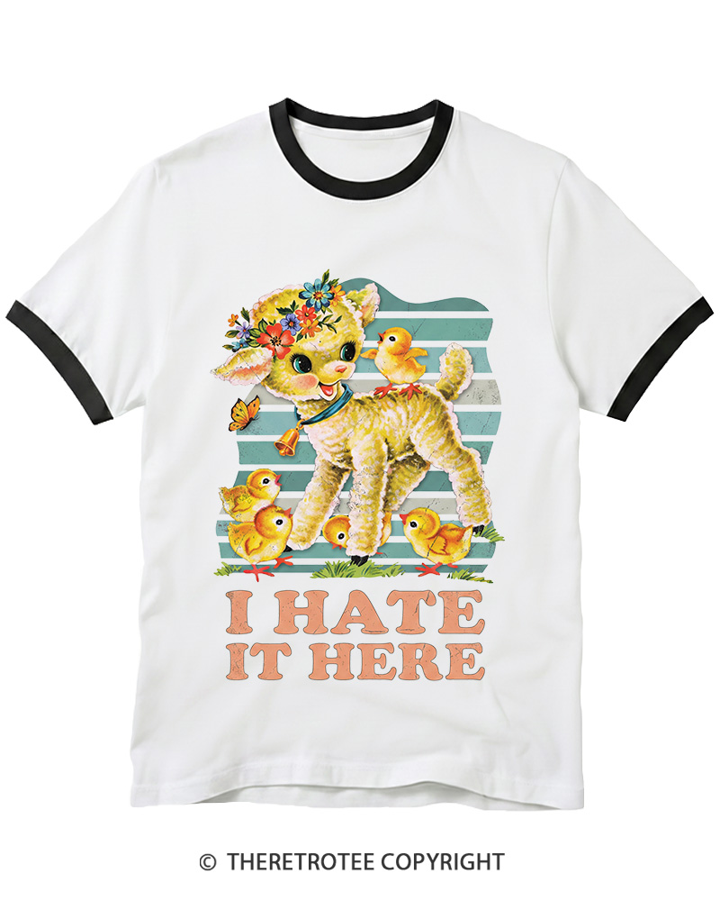 TheRetroTee I Hate It Here 1950s Ringer T-shirt