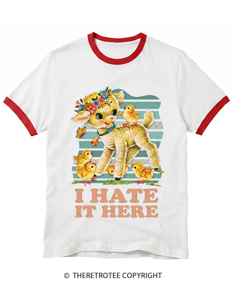 TheRetroTee I Hate It Here 1950s Ringer T-shirt