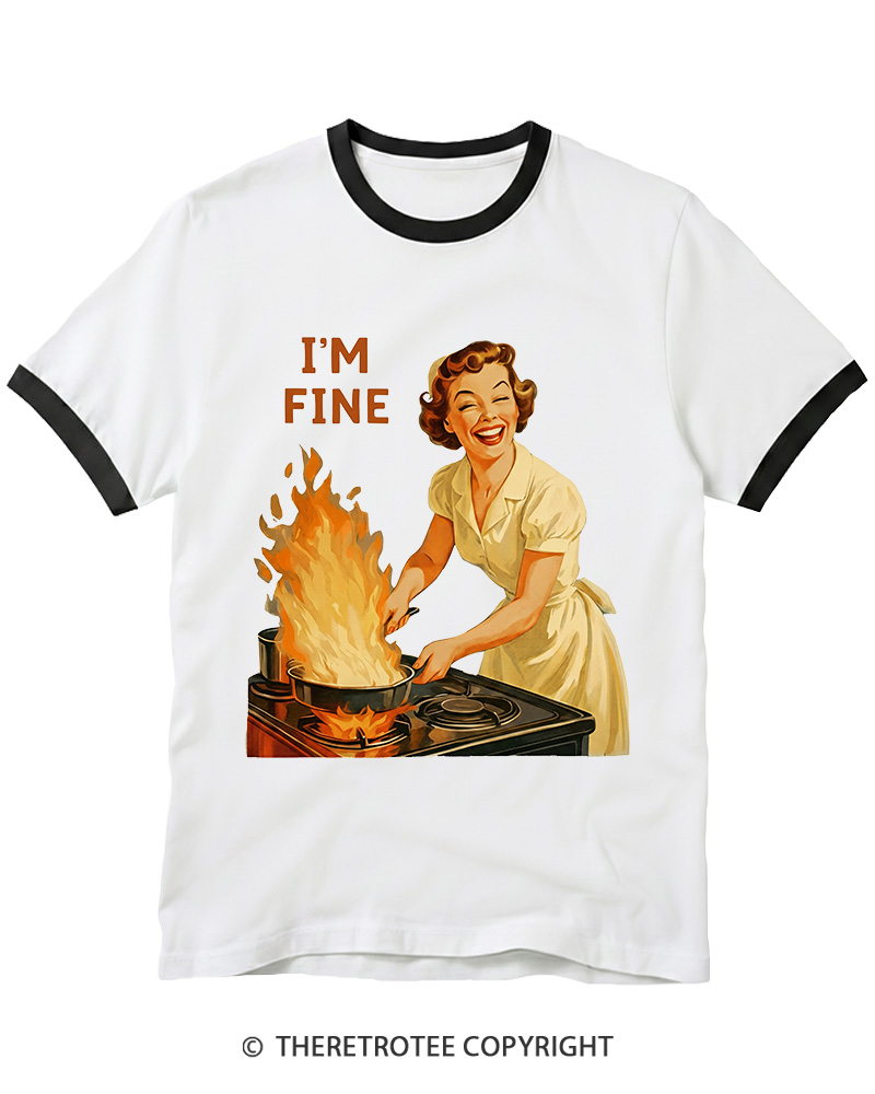 TheRetroTee I’m Fine 1950s Ringer T-shirt