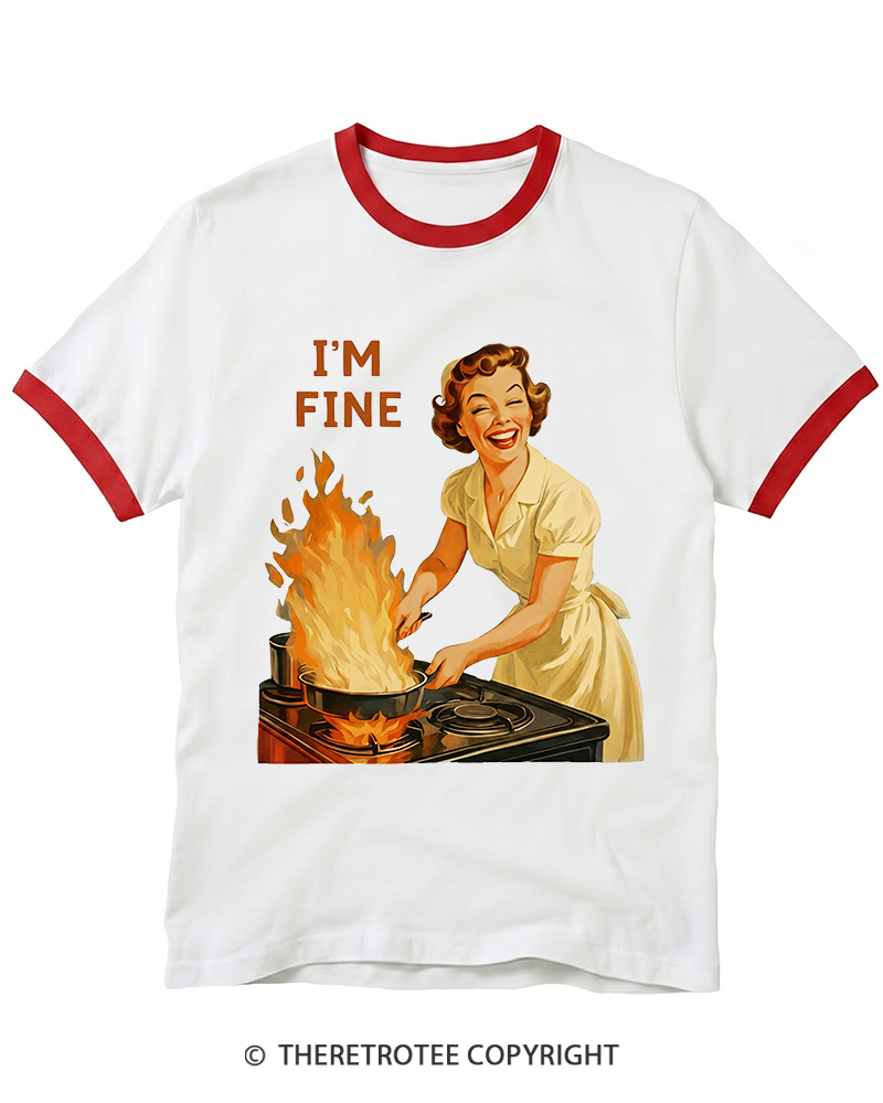 TheRetroTee I’m Fine 1950s Ringer T-shirt