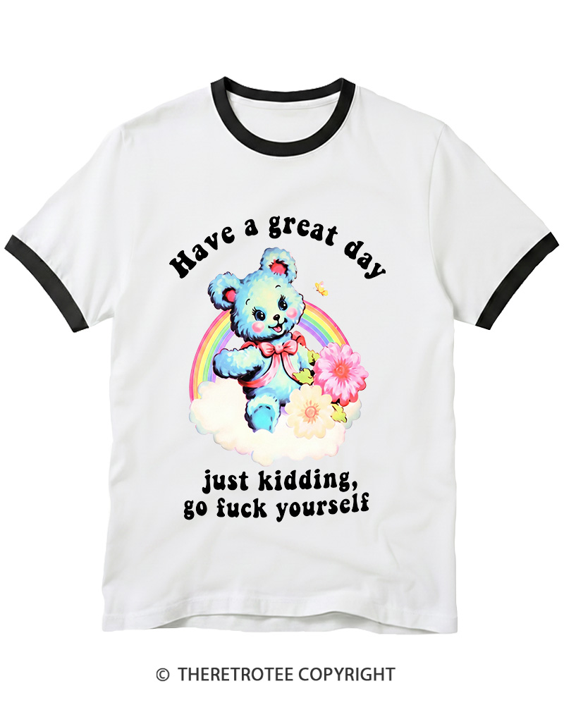 TheRetroTee Have a Great Day 1970s Ringer T-shirt