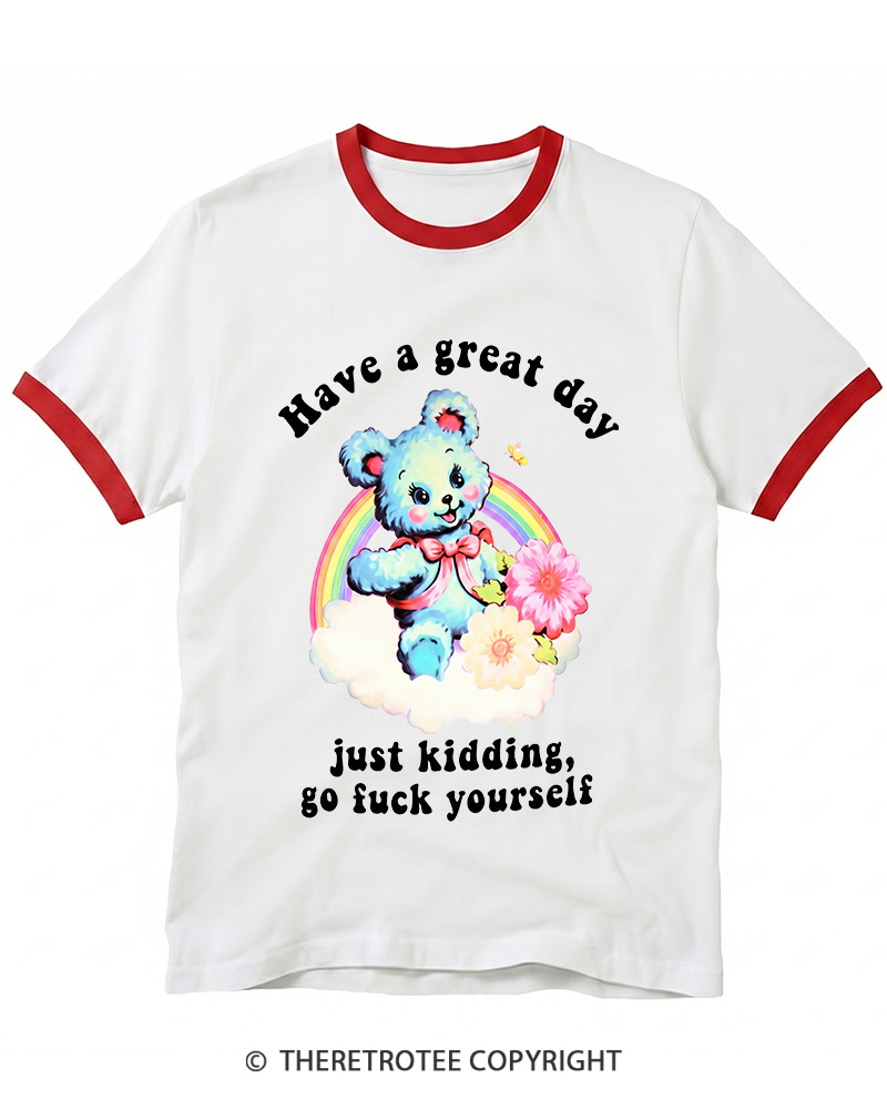 TheRetroTee Have a Great Day 1970s Ringer T-shirt
