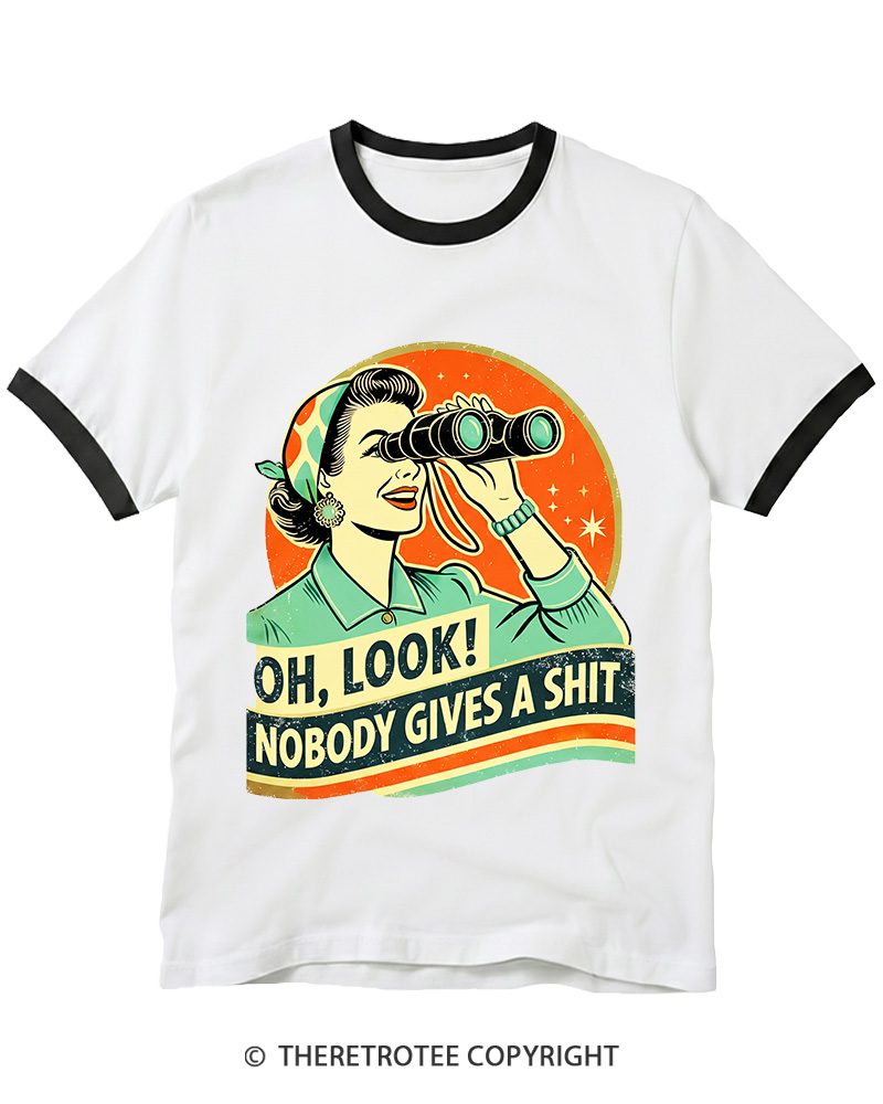 TheRetroTee Oh,Look! Nobody Gives A 1950s Ringer T-shirt