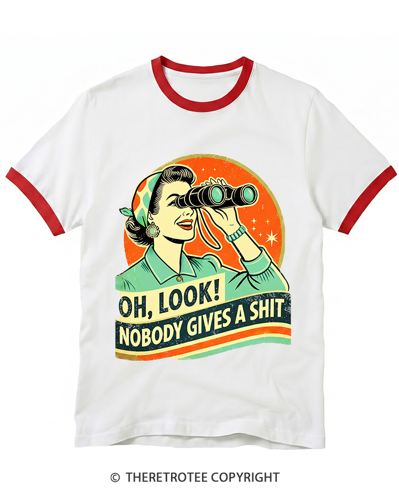 TheRetroTee Oh,Look! Nobody Gives A 1950s Ringer T-shirt
