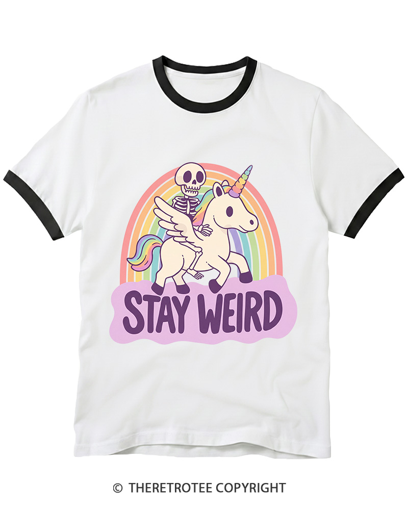 TheRetroTee Stay Weird Ringer T-shirt