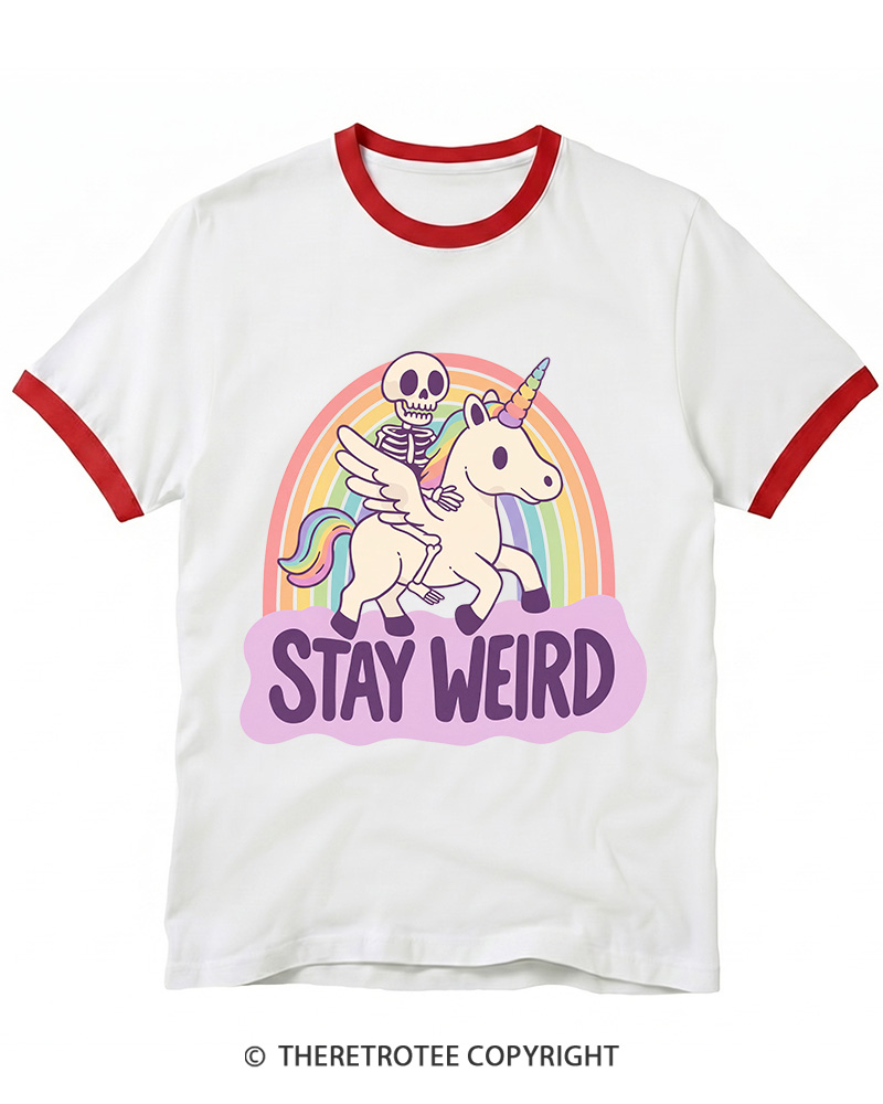 TheRetroTee Stay Weird Ringer T-shirt