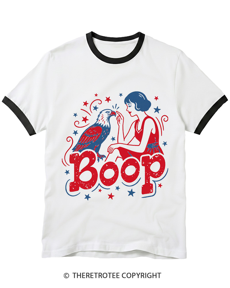 TheRetroTee Boop Eagle Funny Patriotic 1776 Ringer T-shirt