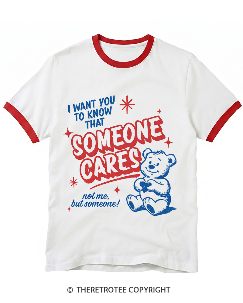 TheRetroTee Someone Cares 1950s Ringer T-shirt