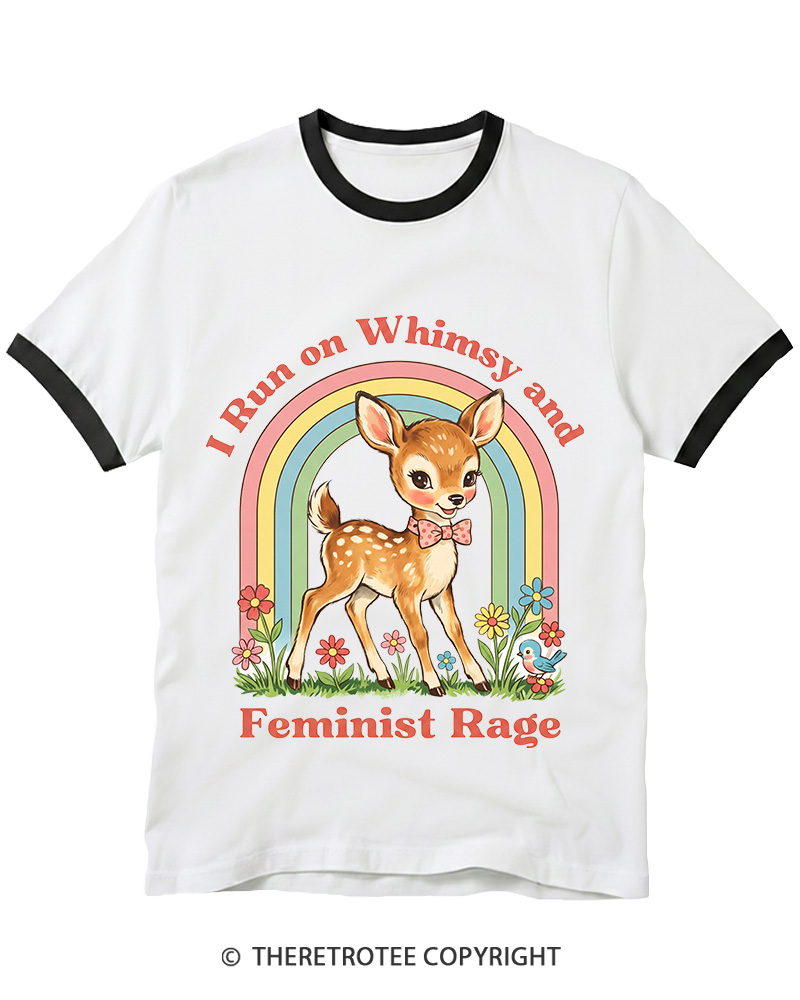 TheRetroTee Whimsy and Feminist Rage 1970s Ringer T-shirt