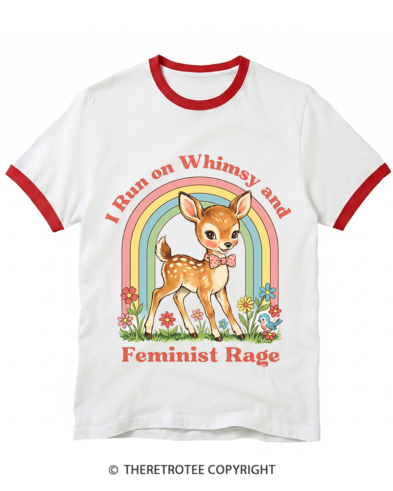 TheRetroTee Whimsy and Feminist Rage 1970s Ringer T-shirt