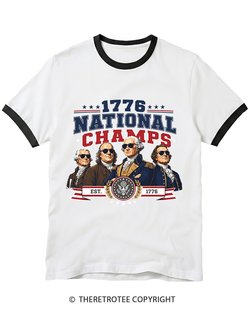 TheRetroTee Funny Founding Fathers 1776 Ringer T-shirt