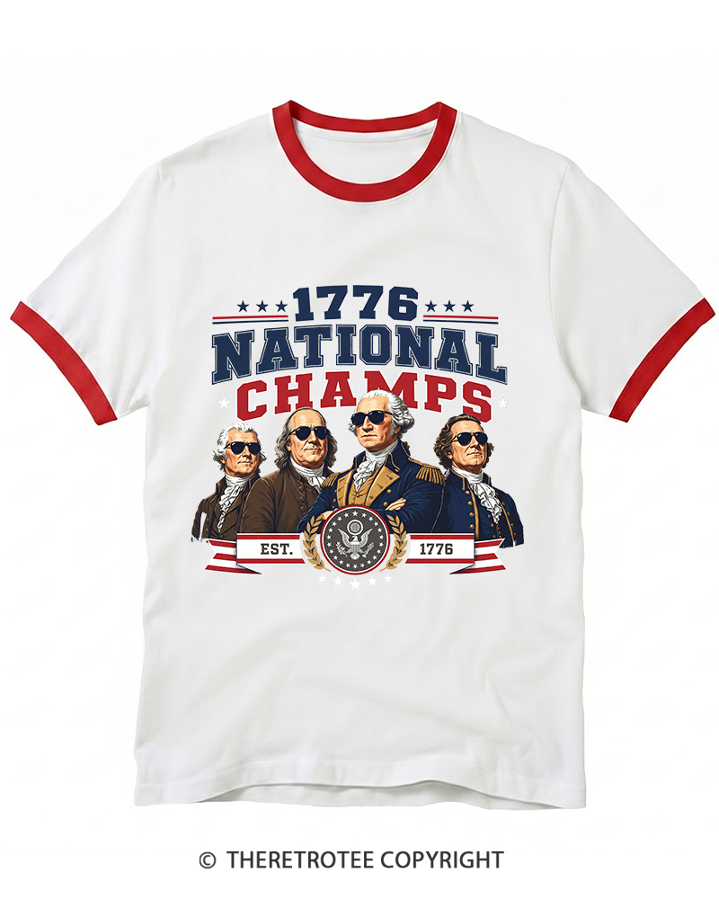TheRetroTee Funny Founding Fathers 1776 Ringer T-shirt