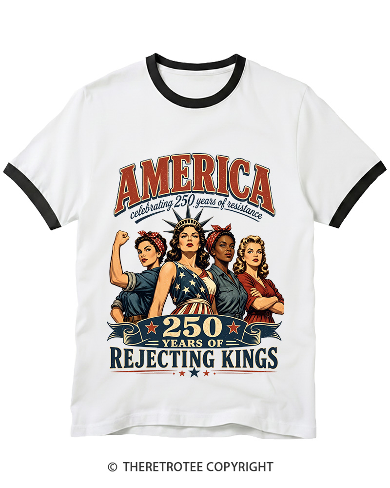 TheRetroTee Feminist 4th of July 250th Anniversary Ringer T-shirt