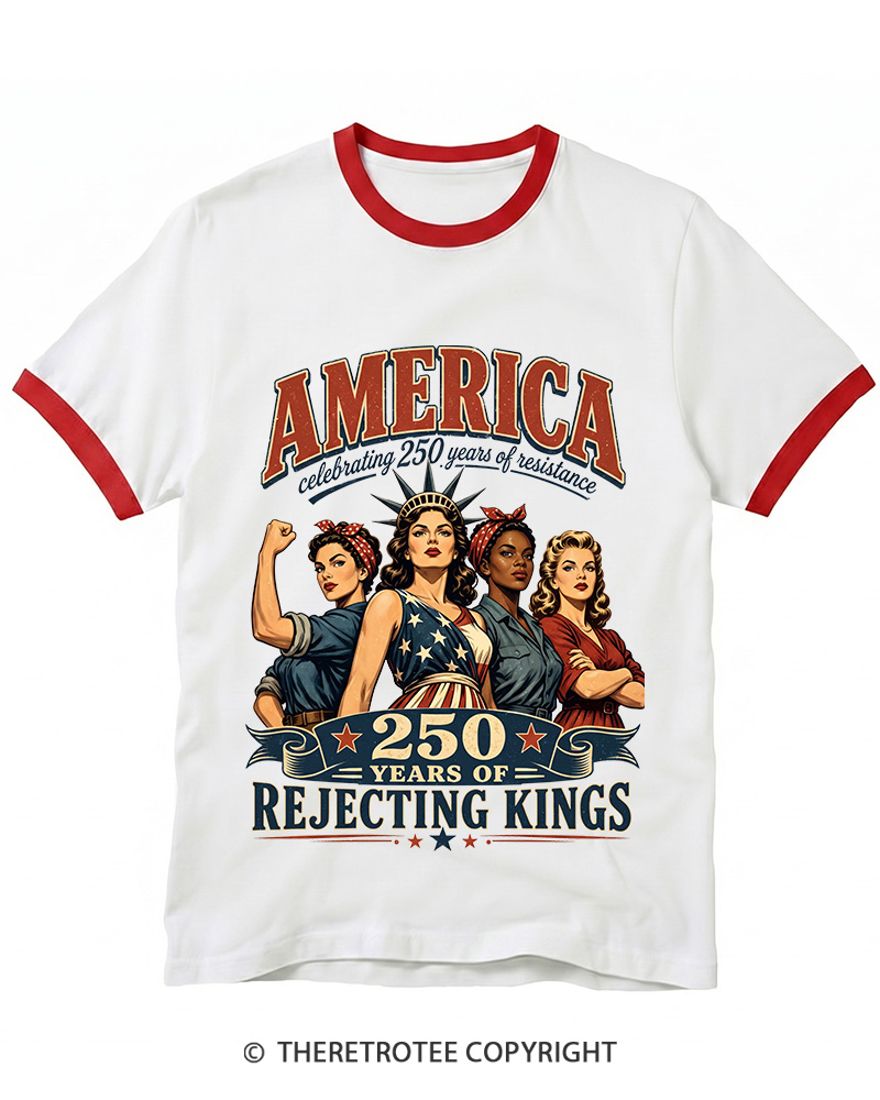 TheRetroTee Feminist 4th of July 250th Anniversary Ringer T-shirt