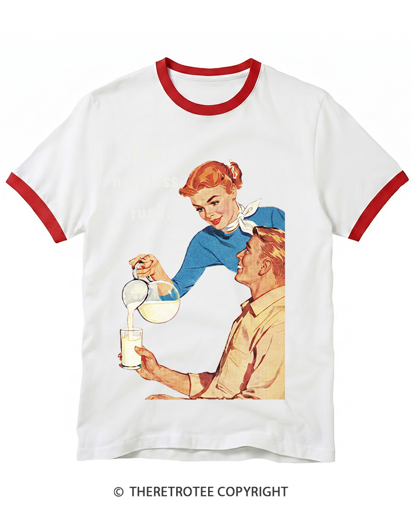 TheRetroTee You Helpless fuck 1950s Ringer T-shirt