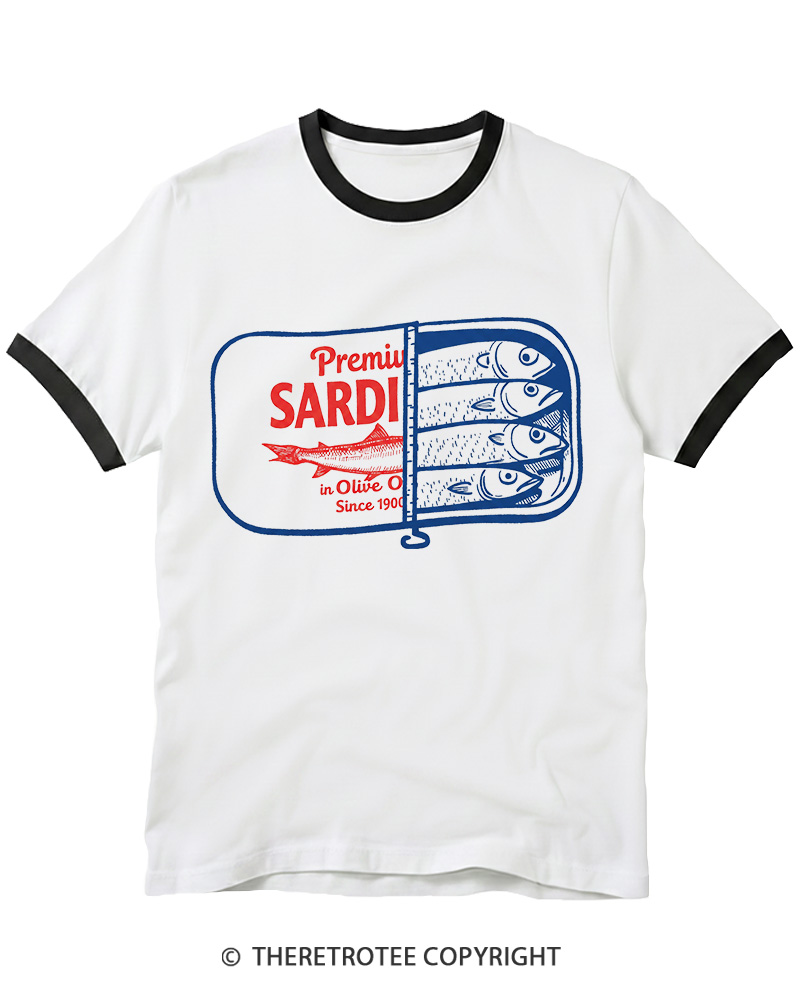 TheRetroTee Sardines 1930s Ringer T-shirt