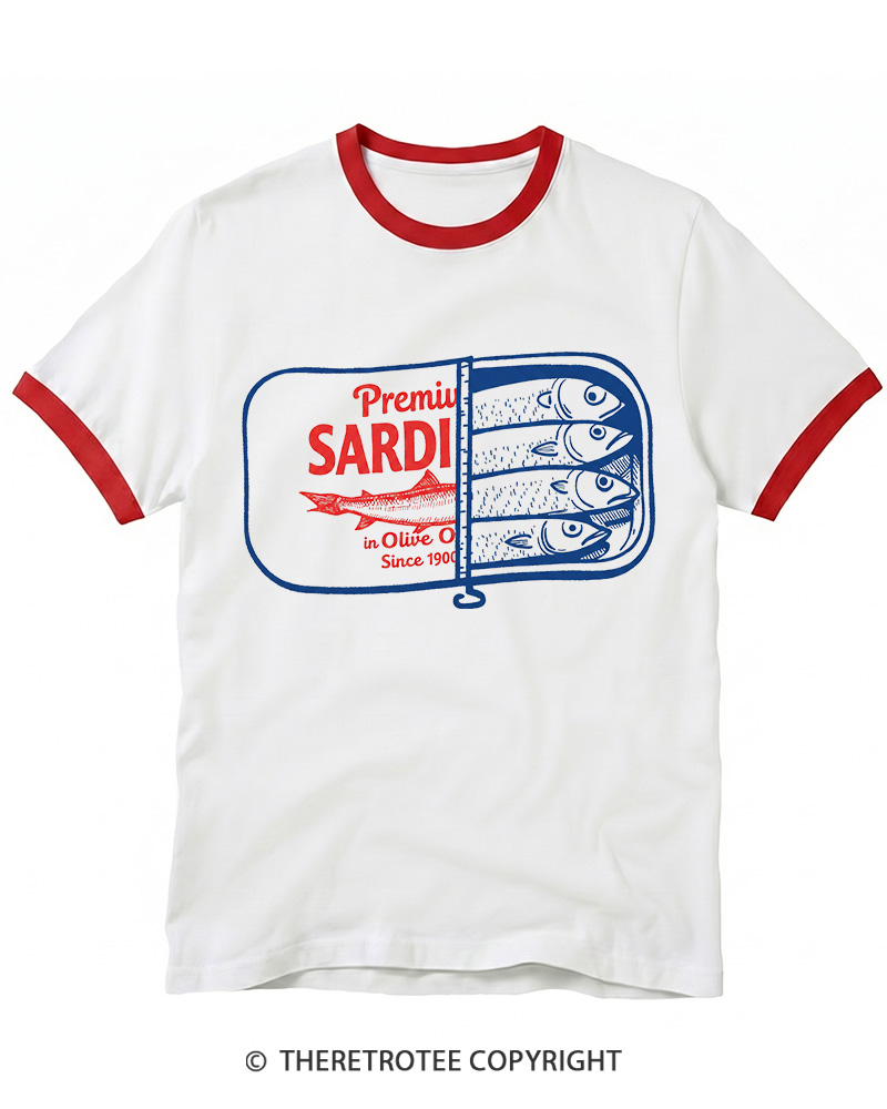 TheRetroTee Sardines 1930s Ringer T-shirt